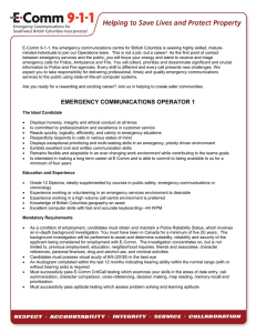 Emergency Communications Operator 1 - E-Comm