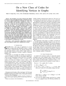 On A New Class Of Codes For Identifying Vertices In Graphs