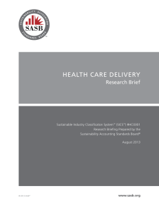 HealtH Care Delivery - Sustainability Accounting Standards Board