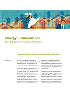 Energy = innovation: 10 disruptive technologies
