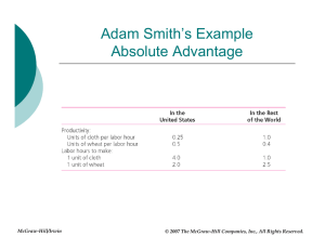Adam Smith`s Example Absolute Advantage