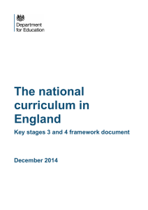 The National Curriculum in England: Key stages 3 and 4