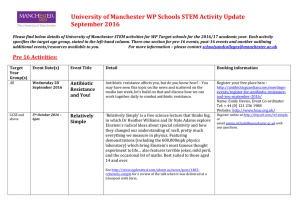 University of Manchester WP Schools STEM Activity Update