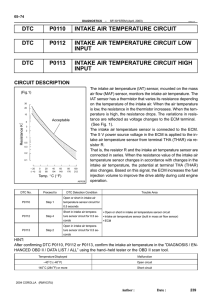DTC P0110 INTAKE AIR TEMPERATURE CIRCUIT DTC P0112
