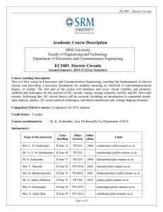 Academic Course Description EC1003 Electric Circuits