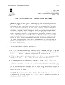 Part I: Reversibility and Product-Form Networks I.1 Preliminaries