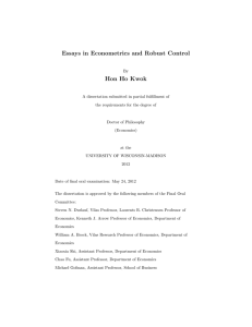 Essays in Econometrics and Robust Control Hon Ho Kwok