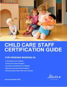 Child Care Staff Certification Guide - Human Services