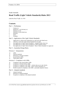 Road Traffic (Light Vehicle Standards)Rules 2013