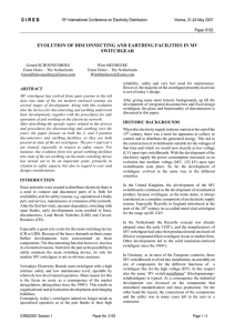 Evolution of Disconnecting and Earthing Facilities in MV Switchgear