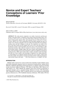 Novice and expert teachers` conceptions of learners` prior knowledge
