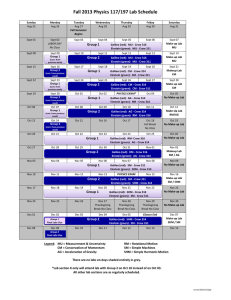 Fall 2013 Physics 117/197 Lab Schedule