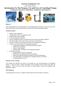 Use and Operation of Centrifugal Pumps training notes