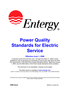 Power Quality Standards for Electric Service