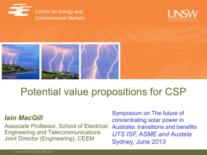 Potential value propositions for CSP