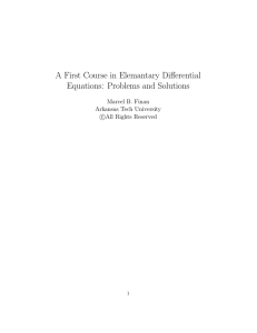 A First Course in Elemantary Differential Equations: Problems and