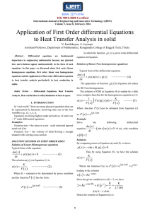 Application of First Order differential Equations to Heat Transfer