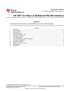 AN-1057 Ten Ways to Bulletproof RS-485
