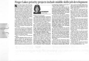 Finger Lakes priority projects include middle skills job development