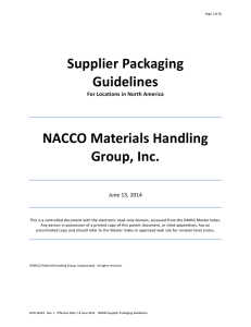 Supplier Packaging Guidelines NACCO Materials Handling Group