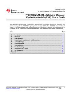 TPS92661EVM-001 LED Matrix Manager Evaluation Module User`s