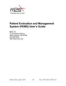 Patient Evaluation and Management System (PEMS) User`s Guide