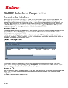 SABRE Interface Preparation