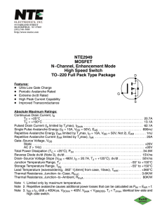 NTE2949 MOSFET N−Channel, Enhancement