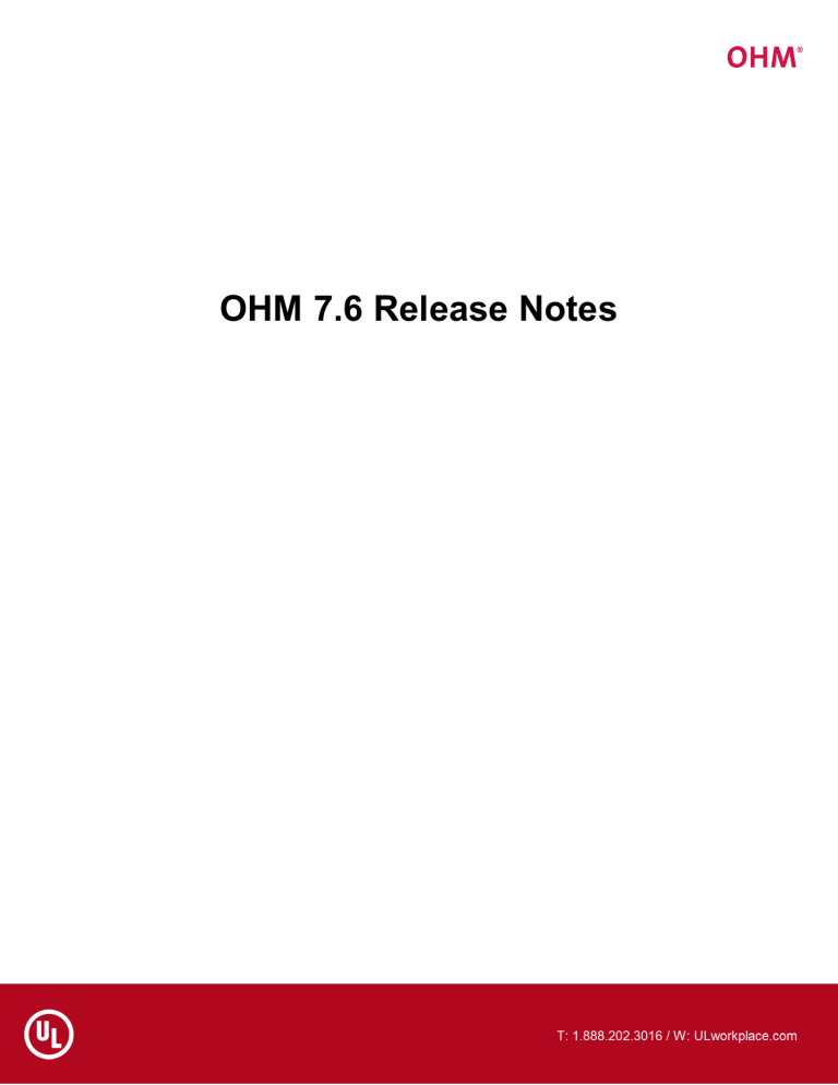 OHM 7.6 Release Notes - UW Departments Web Server