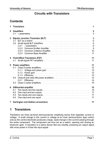 Circuits with Transistors Contents 1 Transistors