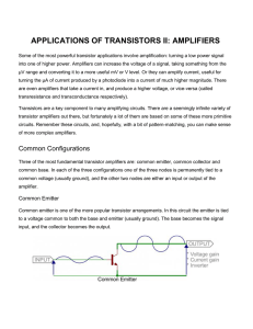 APPLICATIONS OF TRANSISTORS II: AMPLIFIERS