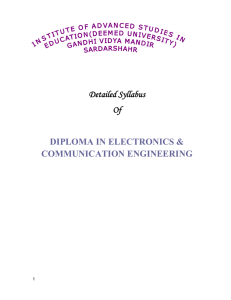 Detailed Syllabus Of DIPLOMA IN ELECTRONICS