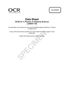 Data sheet - Gateway Science Suite - Physics A