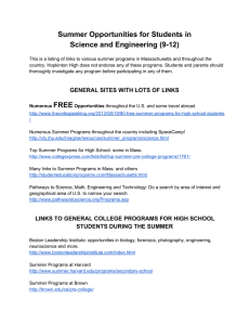 Summer Opportunities for Students in Science and Engineering (9-12)