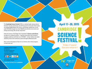 April 17 – 26, 2015 - Cambridge Science Festival