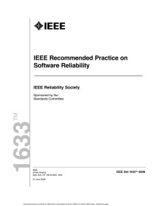 IEEE Std 1633™-2008, IEEE Recommended Practice on Software