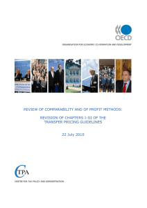 Revision of Chapters I-III of the Transfer Pricing