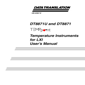 DT8871U and DT8871 User`s Manual for LXI Temperature Instruments