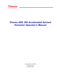 Dionex ASE 350 Accelerated Solvent Extractor Operator`s Manual