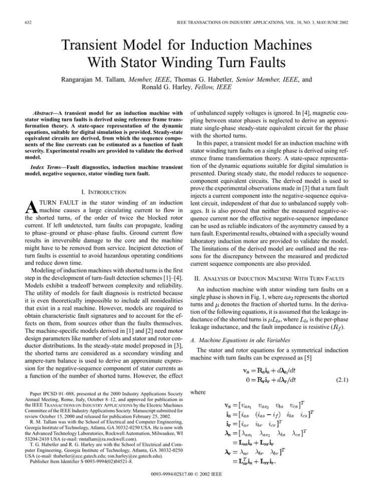 Transient model for induction machines with stator dl.edi