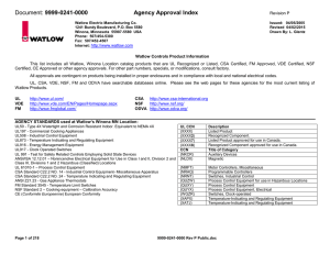 Agency Approvals for Watlow Controllers