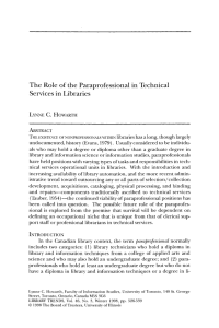 The Role of the Paraprofessional in Technical Services