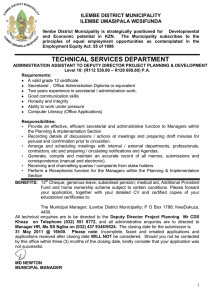 TECHNICAL SERVICES DEPARTMENT - Ilembe District Municipality