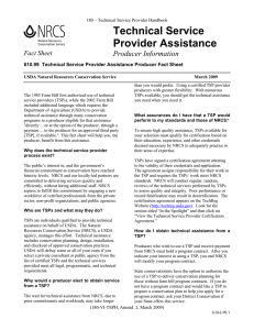 Technical Service Provider Assistance