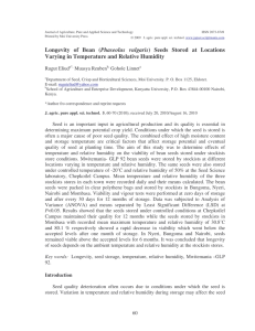 Longevity of Bean (Phaseolus vulgaris) Seeds Stored at Locations