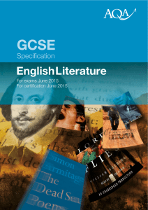 GCSE English Literature Specification Specification for exams