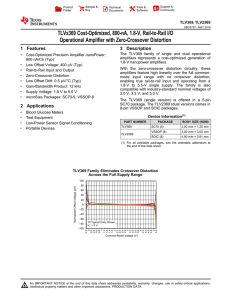 Cost-Optimized, 800-nA, 1.8-V, RRIO Op Amp with Zero