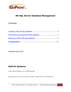 MS SQL Database Migration - GoPrint Technical Support