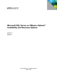 Microsoft SQL Server on VMware vSphere Availability and Recovery