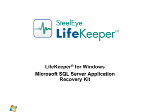 LifeKeeper™for Windows -- Microsoft SQL Server Application